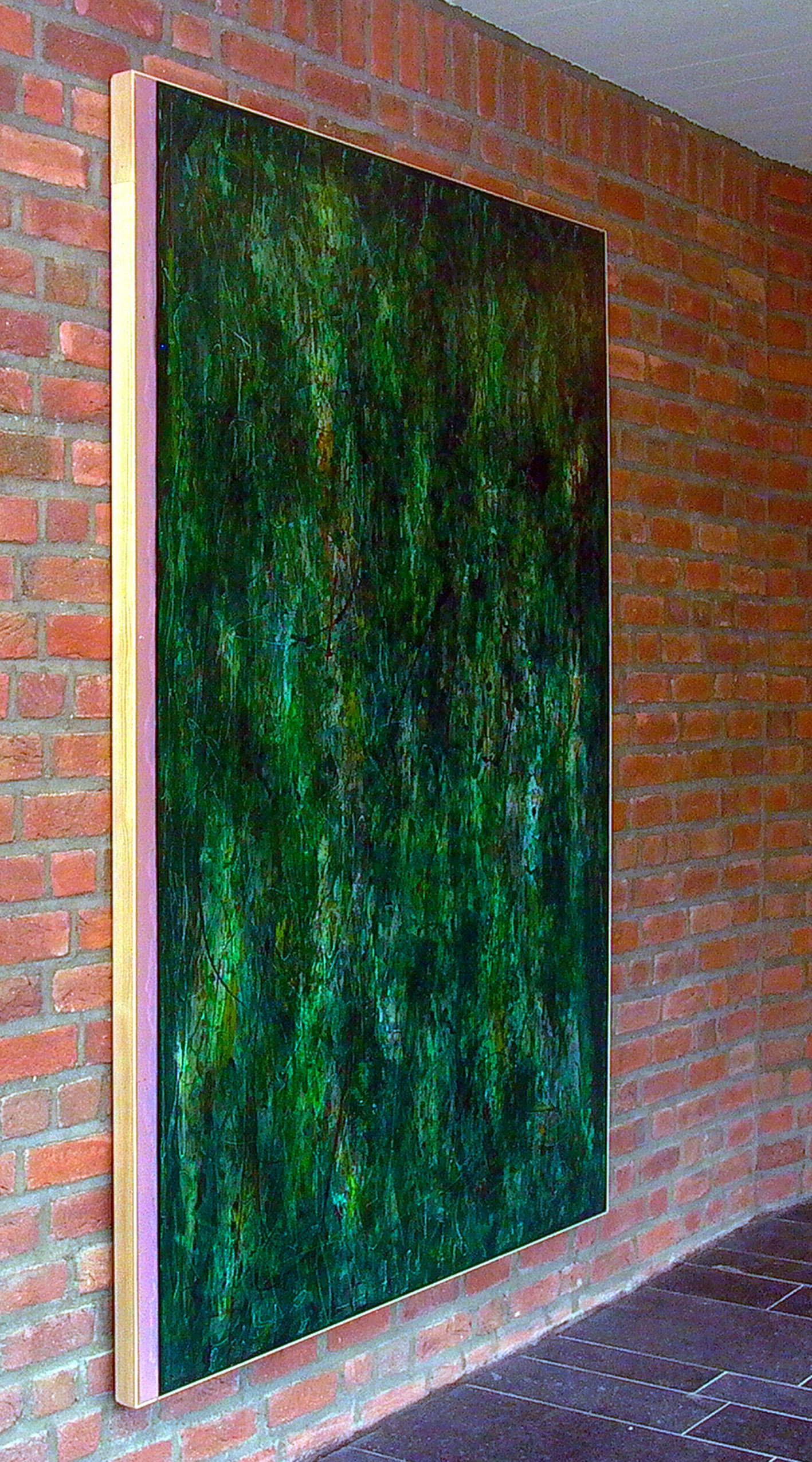 <b>Fortschreitend Grün</b><br>Kath. Akademie Schwerte<br>2004<br>200 x 150 cm<br>Acryl auf Nylon
